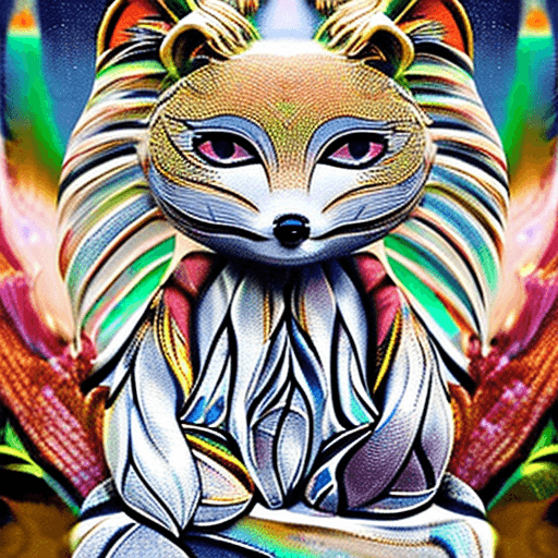 AI generated: In this hyper-maximalist masterpiece, a breathtaking image of the ultimate (nine-tailed fox girl) un...