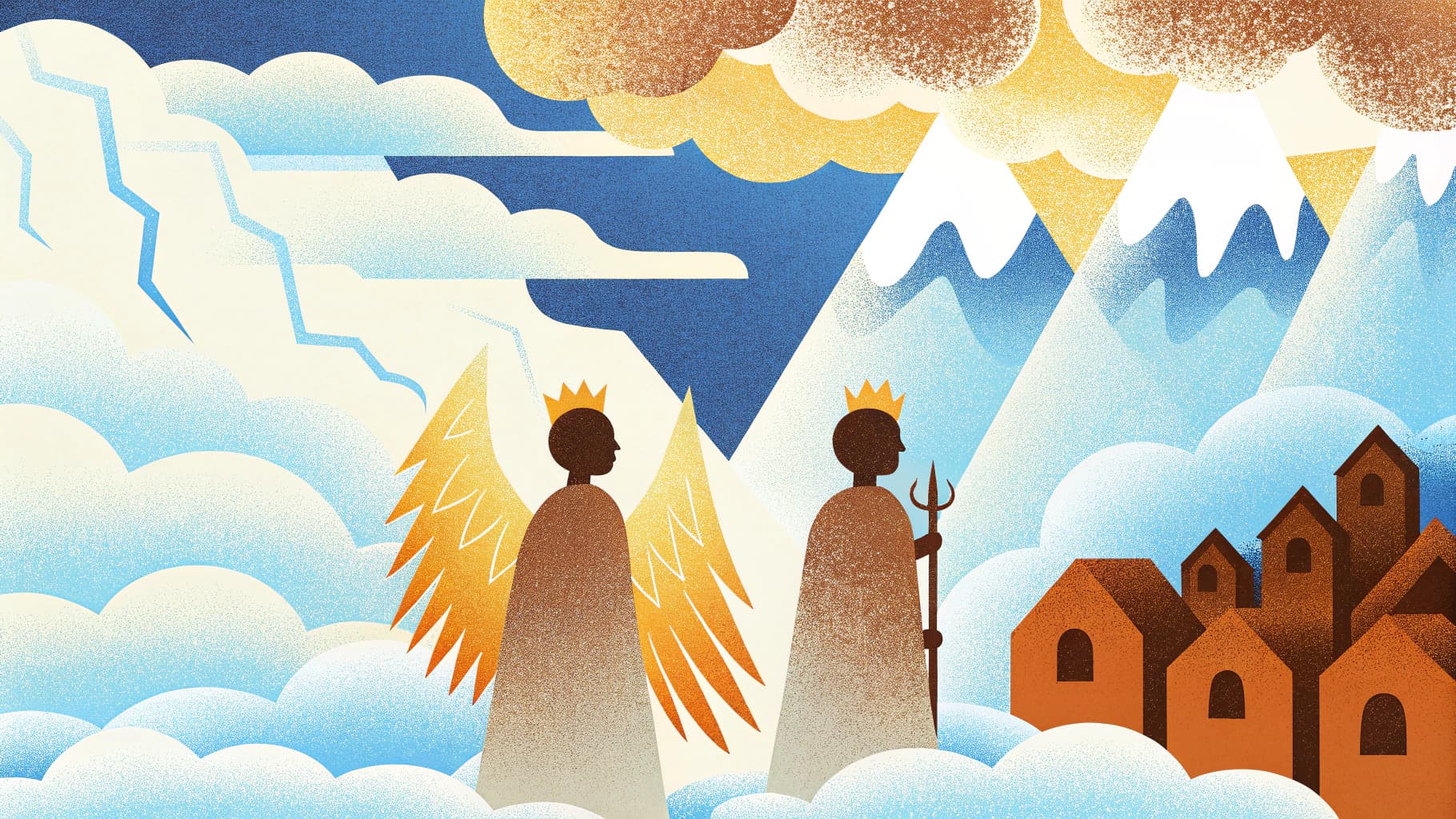 AI generated: God army angel monarchy fallen angels sun wings crown light thunder god war burn ice lighting landsc...
