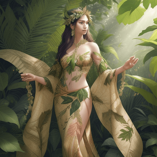 AI generated: (floral warrior elegance:1.2), (best quality:1.1), leafy environment, cinematic capture, 4k UHD reso...