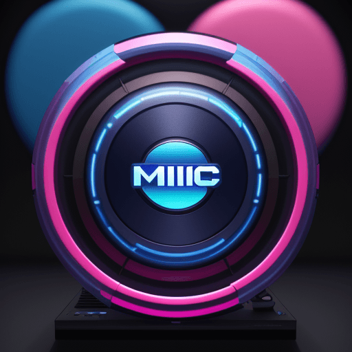 AI generated: Microfone logo for a band named Mic Mania, Round, Blue and pink neons, octane render, trending on ar...