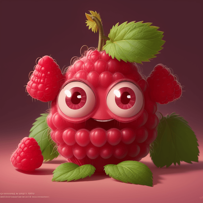 AI generated: A happy cartoon Raspberry fruit, Pixar Style, perfect composition, 8k artistic photography, photorea...