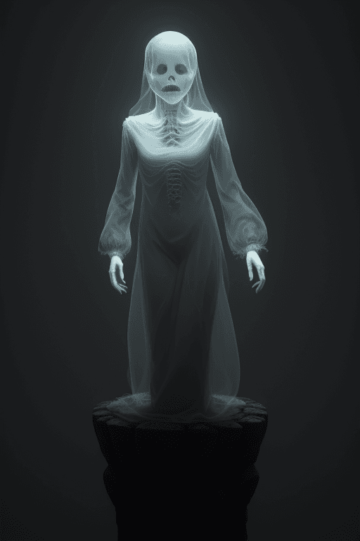 AI generated: halloween creepy floating ghost, photorealistic vray --ar 9:16