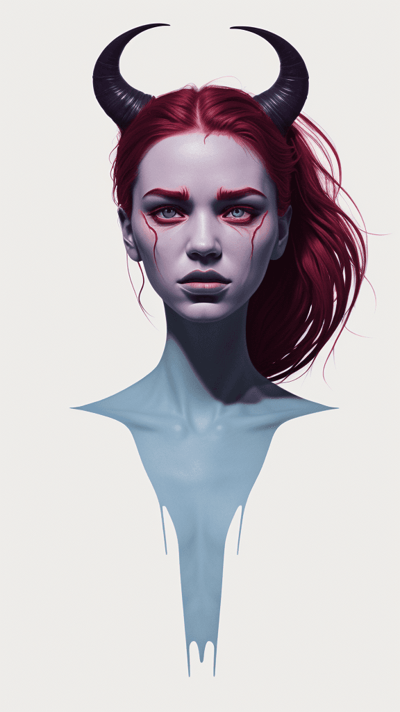 AI generated: (best quality, ultra-detailed, realistic:1. 2) demonic, clean lines, minimalist artwork, vibrant col...