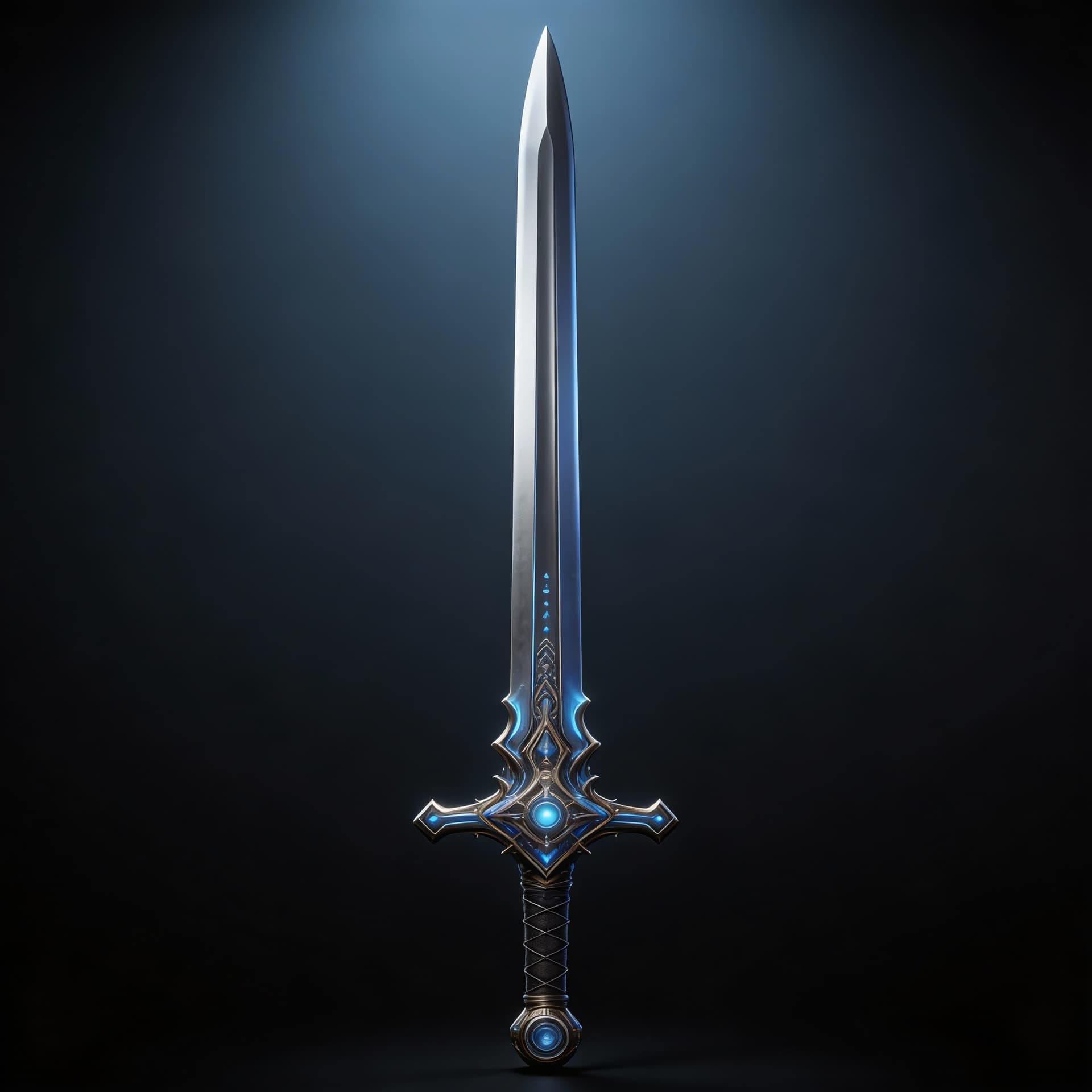 AI generated: Create long swords and give a display to showcase the sword's beauty and design. Show it from tip to...