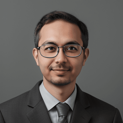 AI generated: portrait of an engineer with glasses with graduated gray background 