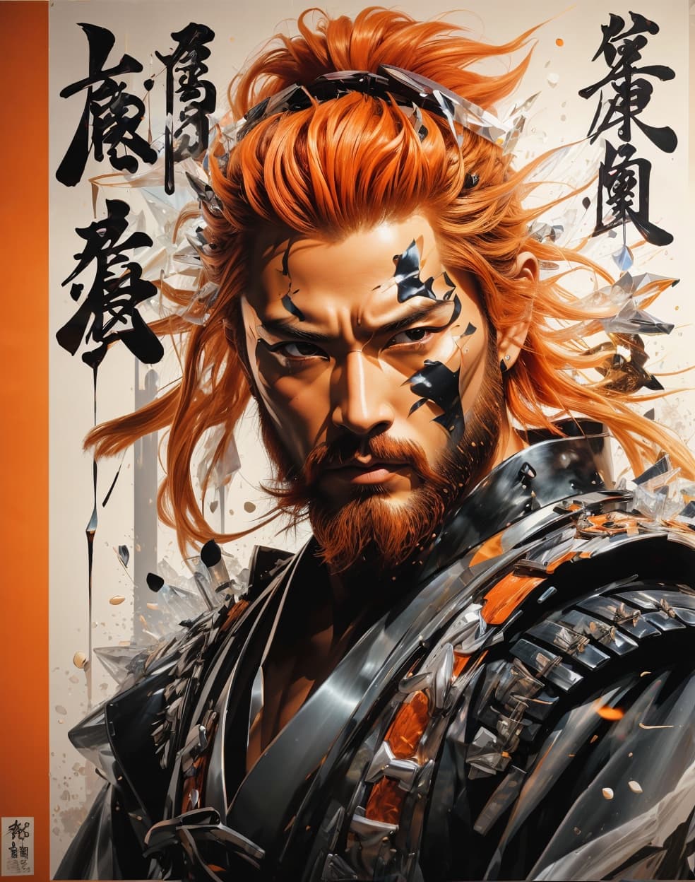 AI generated: a painting of a man with orange hair, a photorealistic painting by Hasegawa Settan, featured on cgso...