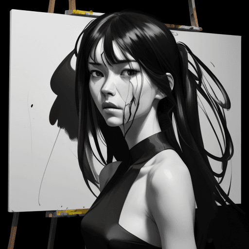 AI generated: painting, ksanitko, in the style of yanjun cheng, black and white mastery, black and white portraits...