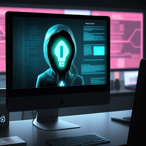 AI generated: a ransomware attack on a computer desktop and a person is seeing it 