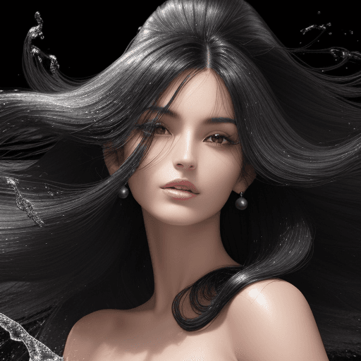 AI generated: A high-resolution photo of a black hair with shine, strength, vitality, beauty, health, silkiness. I...