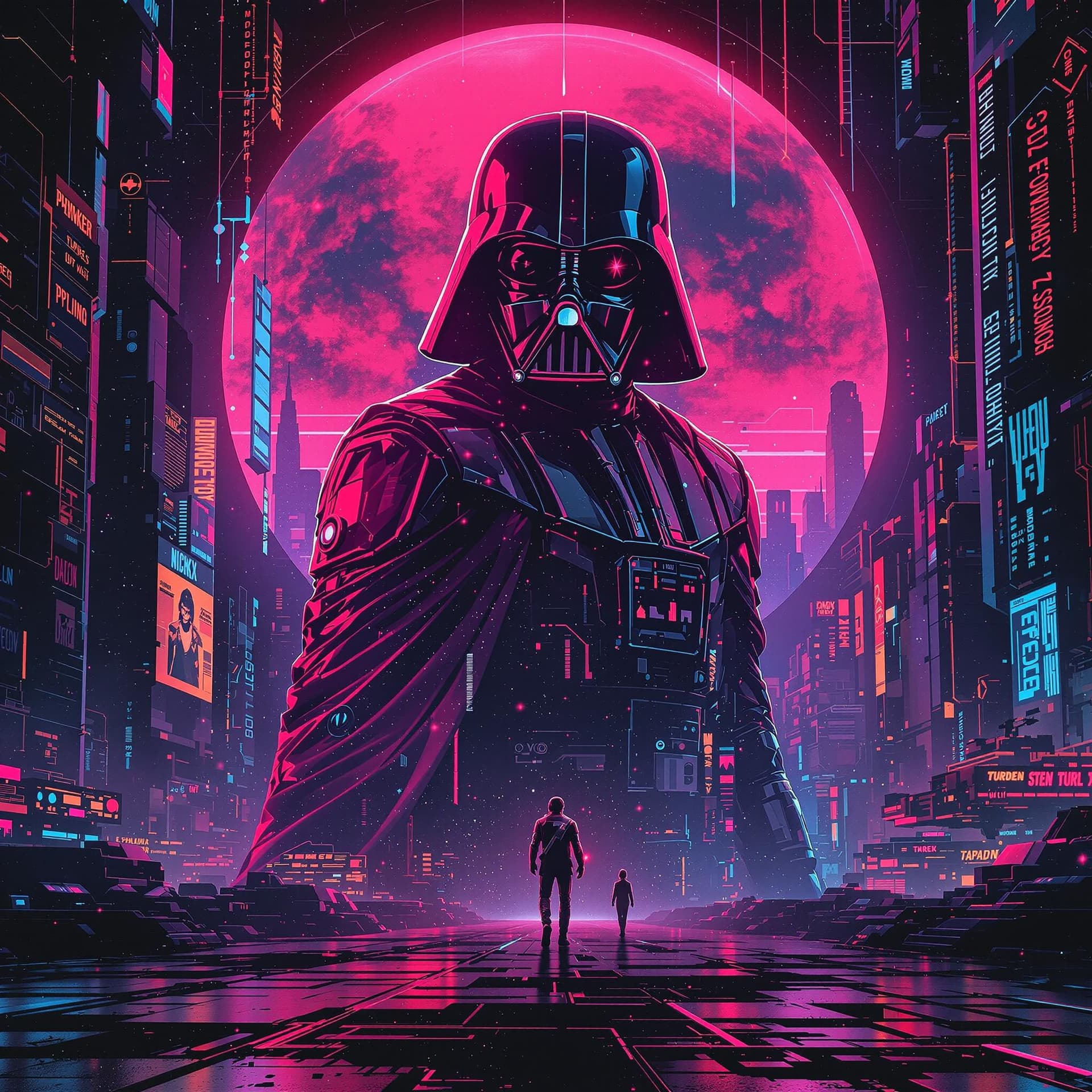 AI generated: legandary star wars movie poster in the style of cyberpunk