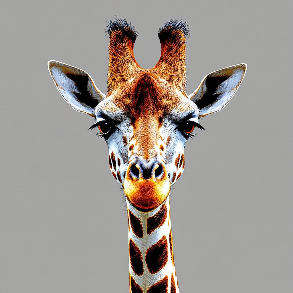 AI generated: create a high-resolution image of giraffe and detail the animal's characteristics in order to genera...