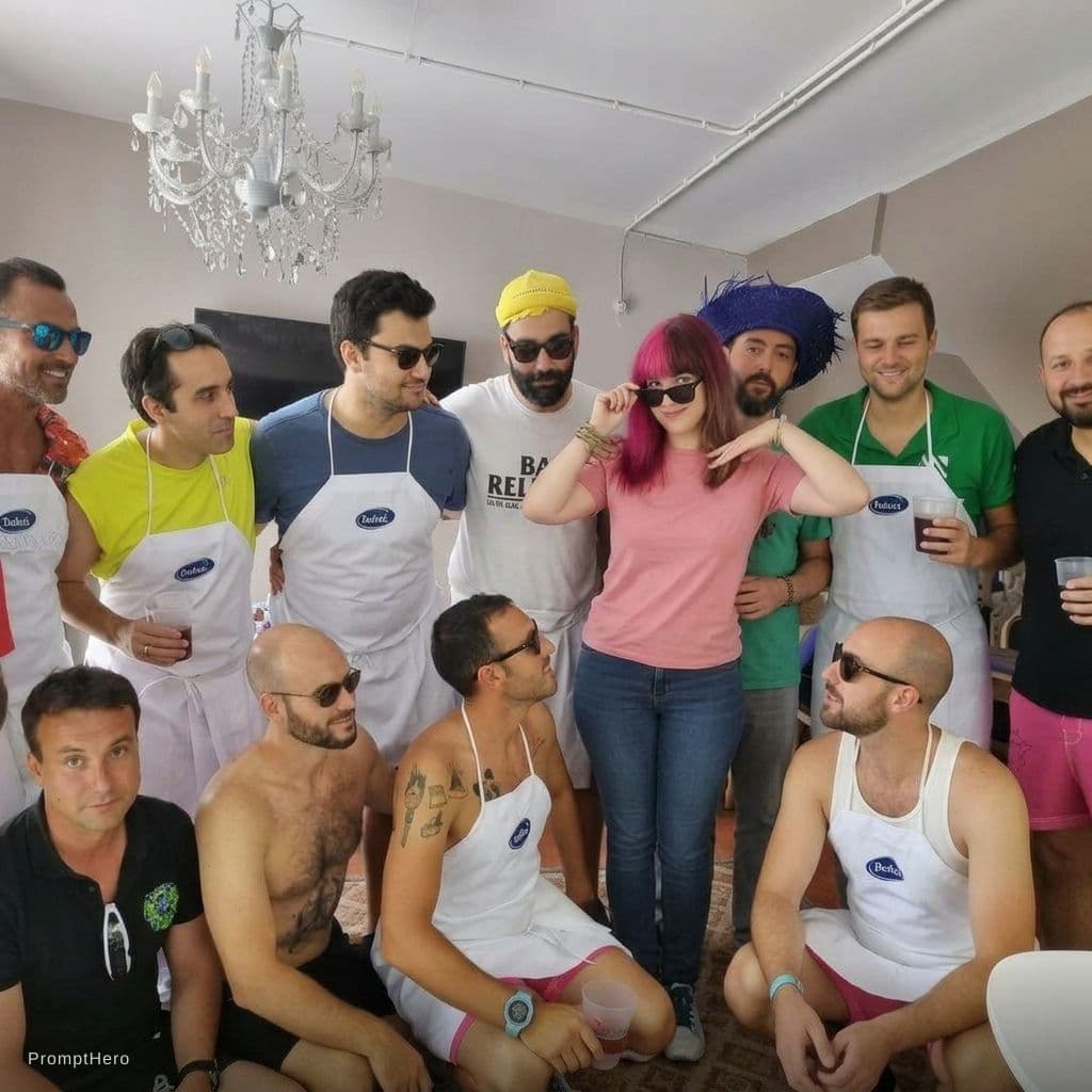 AI generated: she seduces boys at the image, very sexy poses by her