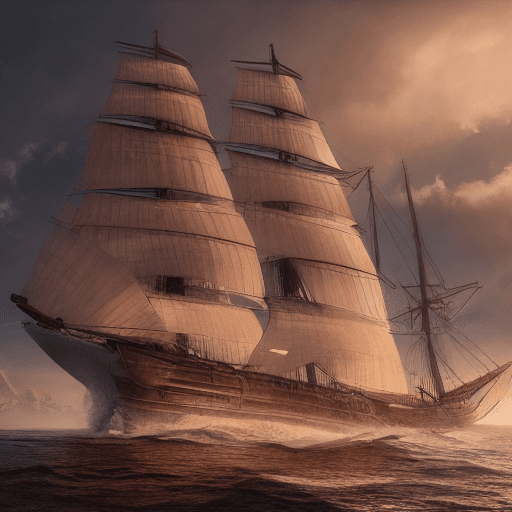AI generated: Photo of a ultra realistic sailing ship, dramatic light, pale sunrise, cinematic lighting, battered,...