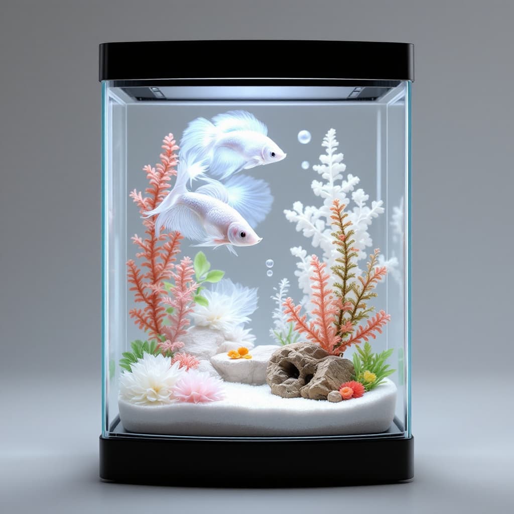 AI generated: сделай мне лого для магазина где на черном фоне будет bettafish из белых геометрических прямых линий...