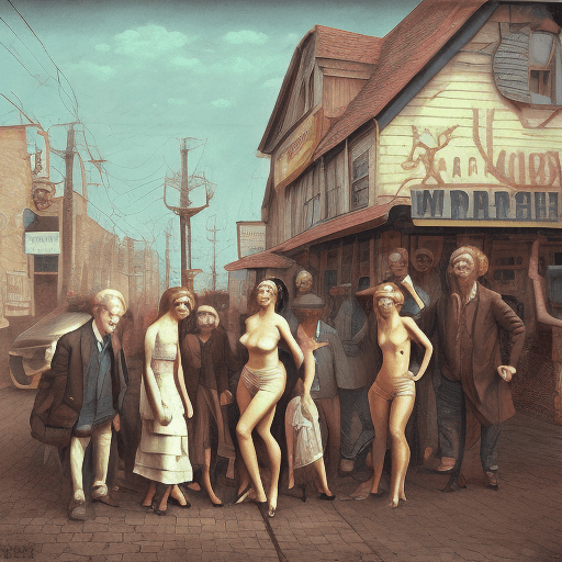 AI generated: a group of people painted on the side of a building, digital art, by Richard Pionk, digital art, pro...