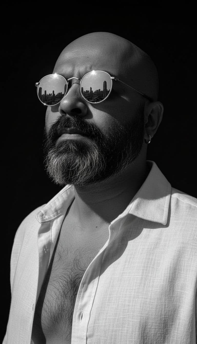AI generated: a stylish young man with a lean, toned physique (around 57 kg, 5'6 tall) — his beard remains unchang...