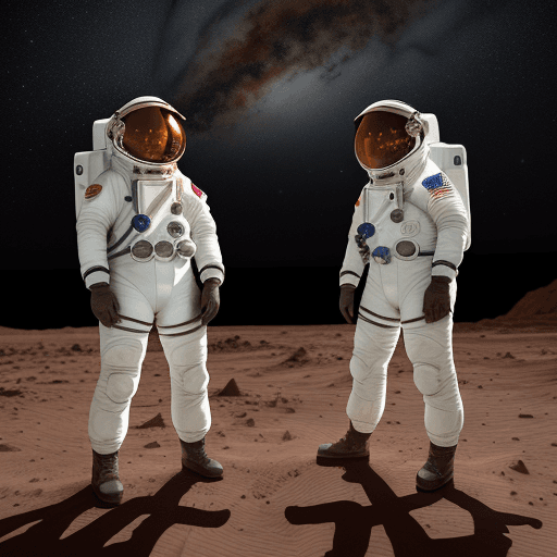 AI generated: Use their pose exactly like it is right now and then make it look like they're two astronauts on mar...
