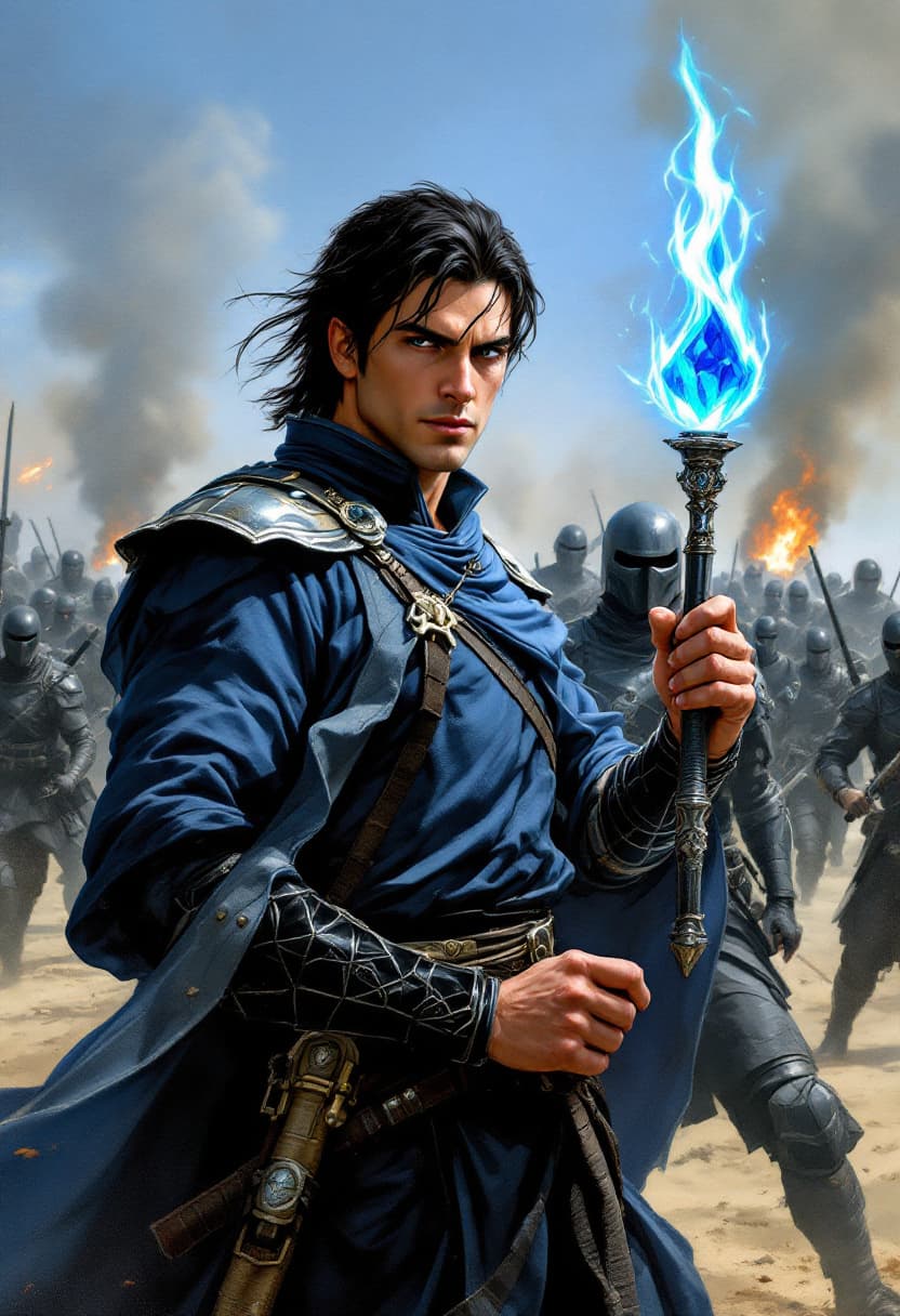 AI generated: Book cover-quality, battle scene, a few Japanese style samurai and black-clad Japanese style ninjas ...