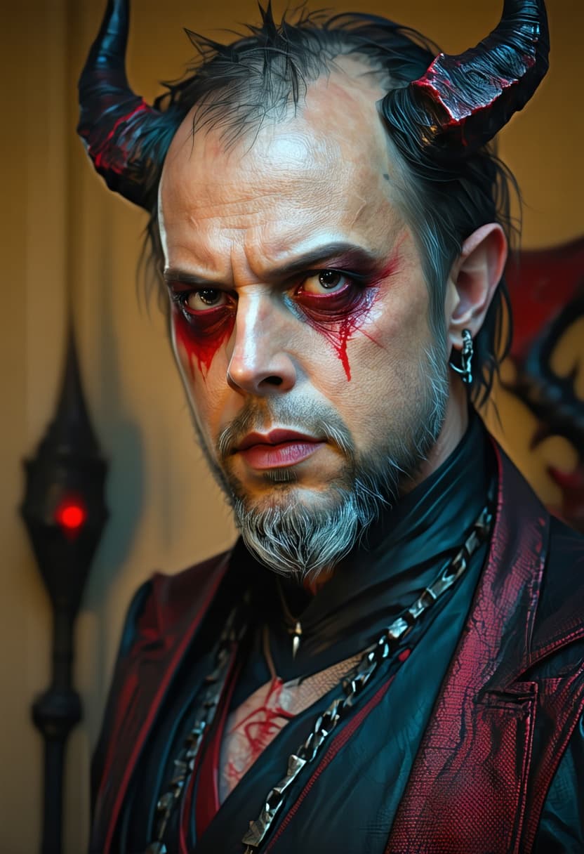 AI generated: here is a man with a demonic appearance. The reincarnated antagonist, the final boss. The invincible...