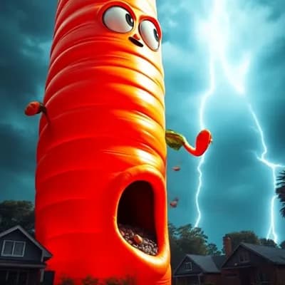 AI generated video: carrot is dancing in the garden
