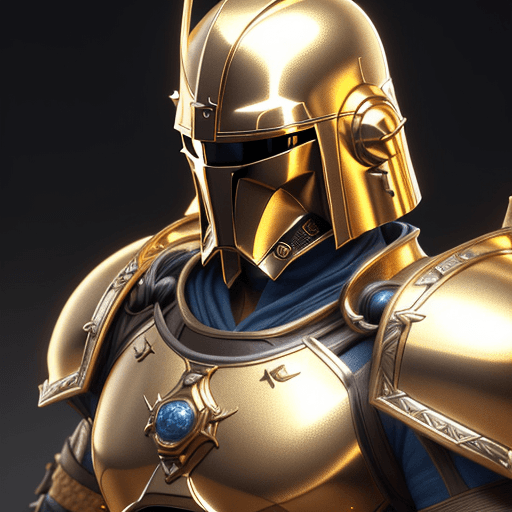 AI generated: a close up of a statue of a man with a gold and white costume, super detailed render, 3 d render cha...