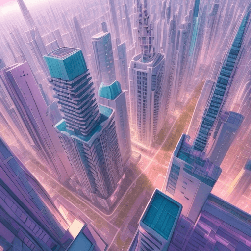 AI generated: High resolution photography anime style architectural city, pastel palette