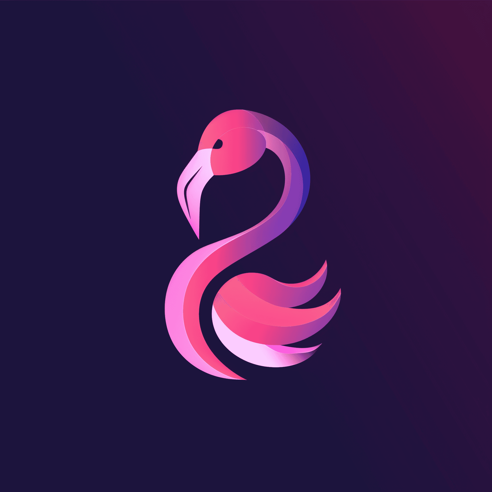 AI generated: flat vector simple pink gradient tropical flamingo logo design