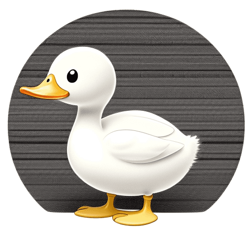 AI generated: White duckling, isolated, white background, cartoon style, black and white lines,HQ, 8k