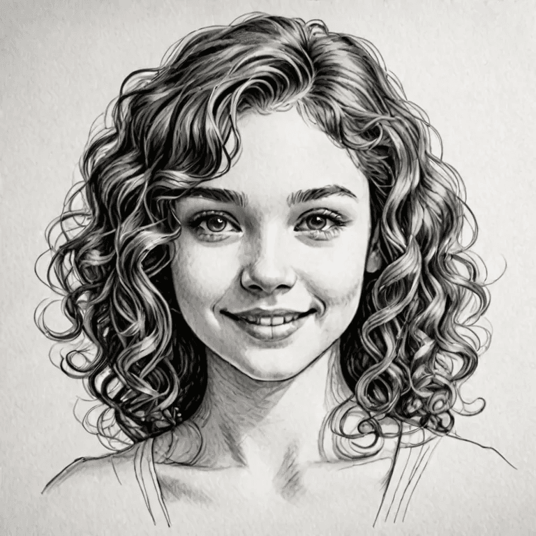 AI generated: Create a pen sketch of a girl in a solo portrait style. The sketch should be done in ink, emphasizin...