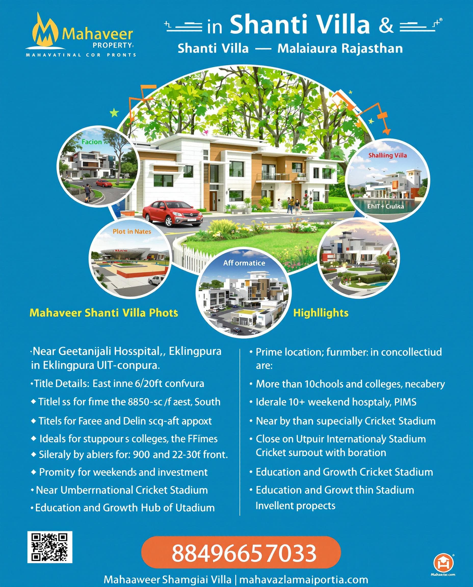 AI generated: "Design a professional real estate poster for Mahaveer Property promoting Shanti Villa in Eklingpura...