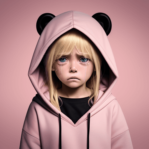 AI generated: masterpiece, best quality,a sad blonde little girl with blonde hair crying with tears wearing pink h...