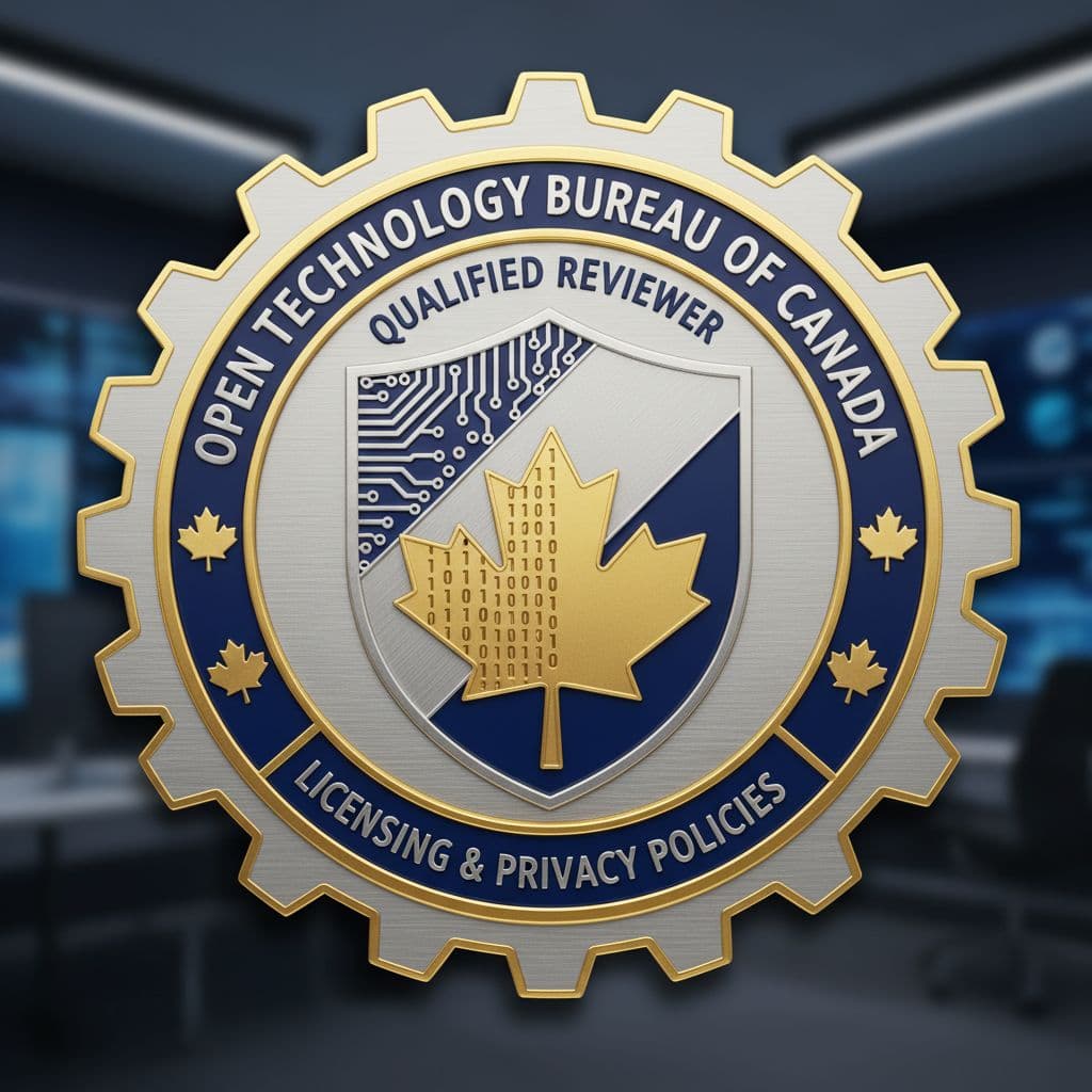 AI generated: Create a professional badge that signifies a qualification from the Open Technology Bureau of Canada...