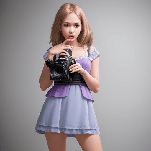 AI generated: girl, finger in mouth sweet look, short trans dress, short clutch, standing, Premium Portrait: Photo...