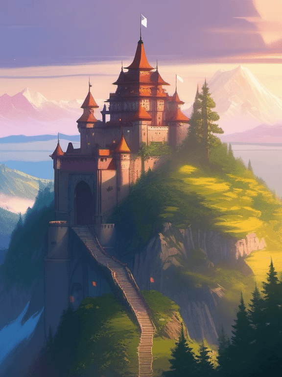 AI generated: anime artwork a painting of a castle in the middle of a snowy mountain, a detailed matte painting by...