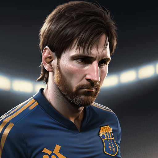 AI generated: ""Highly detailed portrait of Lionel Messi wearing Boca Juniors jersey, soccer concept art, hyper-de...
