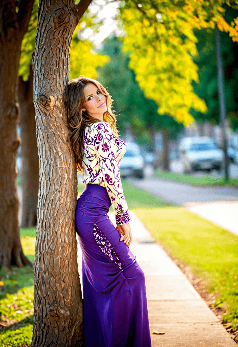 AI generated: HDR photo of woman, from the side, long tousled brunette hair, wearing a highly detailed long sleeve...