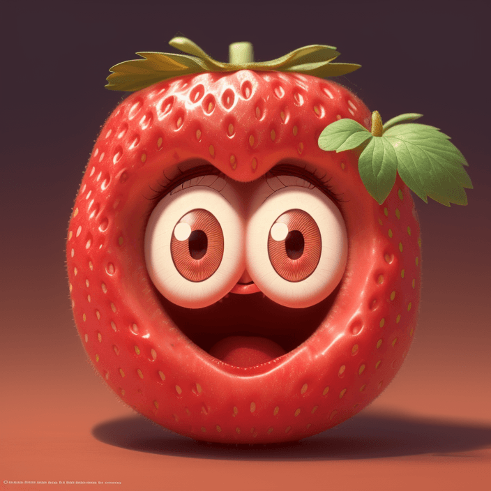 AI generated: A happy cartoon strawberry, Pixar Style, perfect composition, 8k artistic photography, photorealisti...