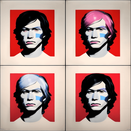 AI generated: Javier Milei as the art of andy warhol, his face in four squares, as andy warhol art 

