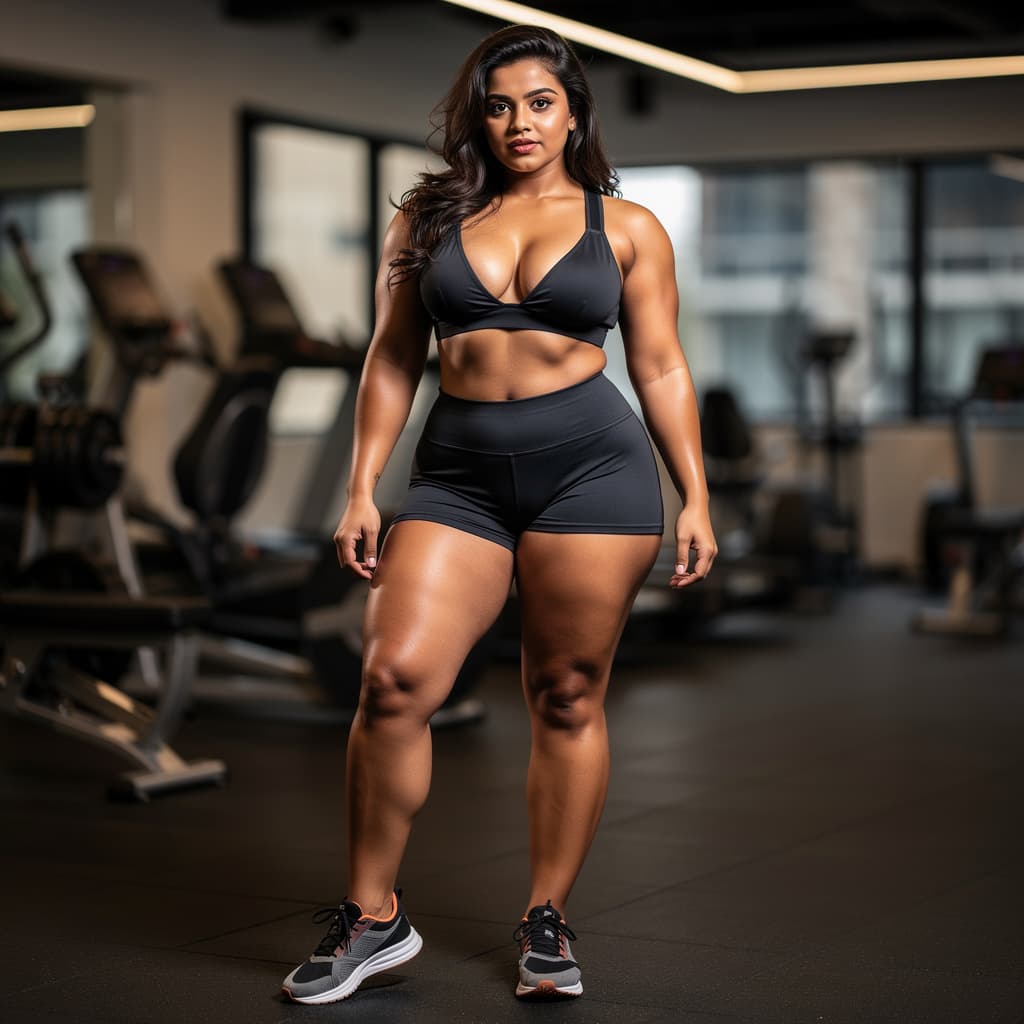 AI generated: Petite but gym Voluptuous Woman," "Hourglass Figure but not crazy exaggerated ,but with small waist,...