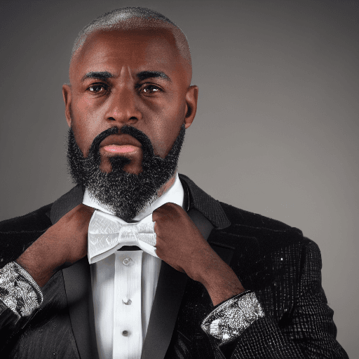 AI generated:  ultra detailed,  ultra realistic , 8k cinematic image is a dark bald African American male with 5 i...