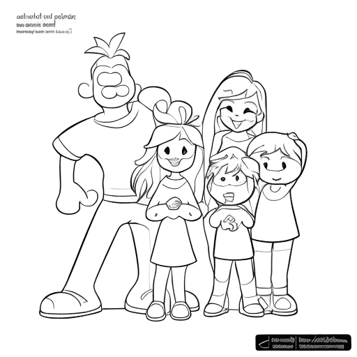 AI generated: family love coloring page, cartoon style, use clean lines and leave white space to color, simple lin...