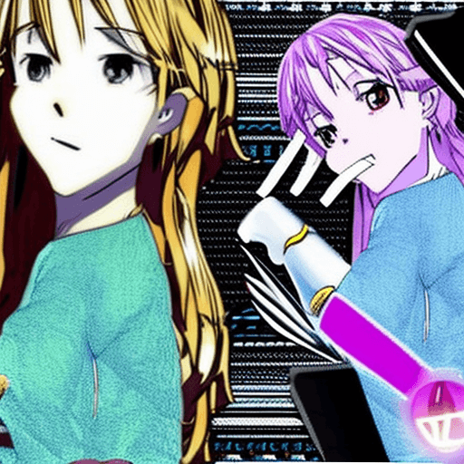 AI generated: Dos chicas gal estilo anime , chica gal Yamamba morena de pelo blanco y maquillaje exagerado y Chica...