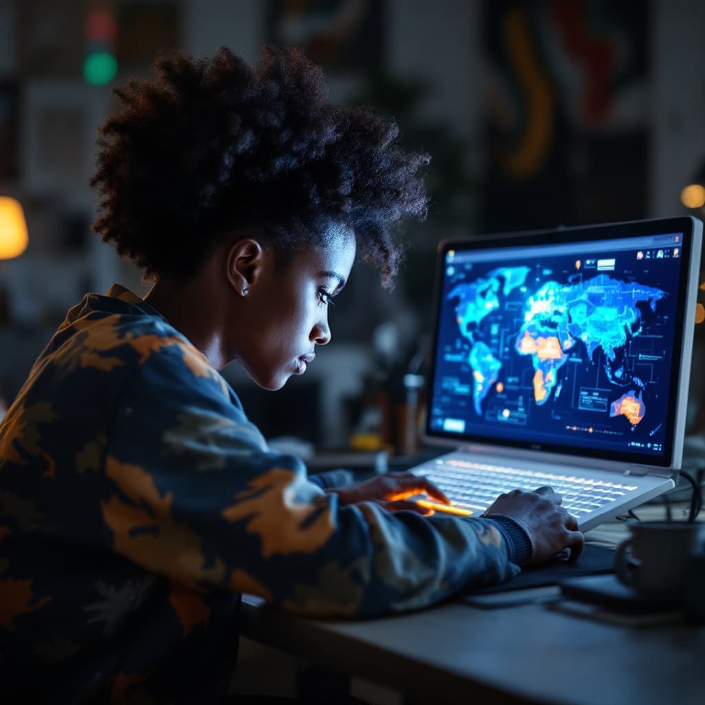 AI generated: Generate an ALX Africa student learning AI technology