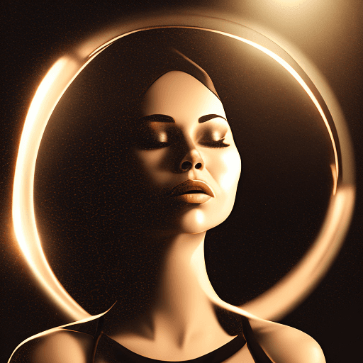 AI generated: a woman looking at the light, smooth curves, dark & explosive, poolcore, shiny/glossy --ar 73:112 --...