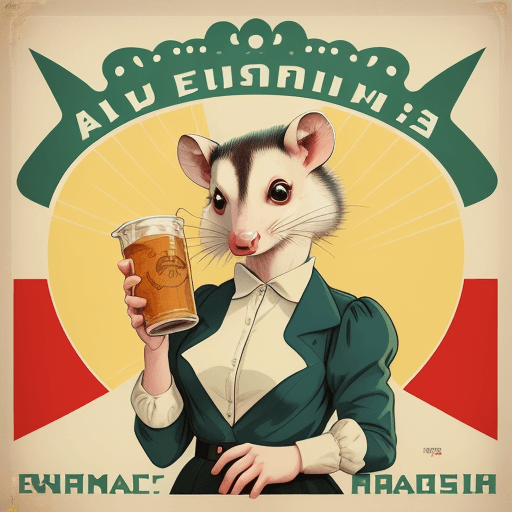 AI generated: In a playful, vintage-inspired design, create a humorous propaganda poster featuring a whimsical opo...