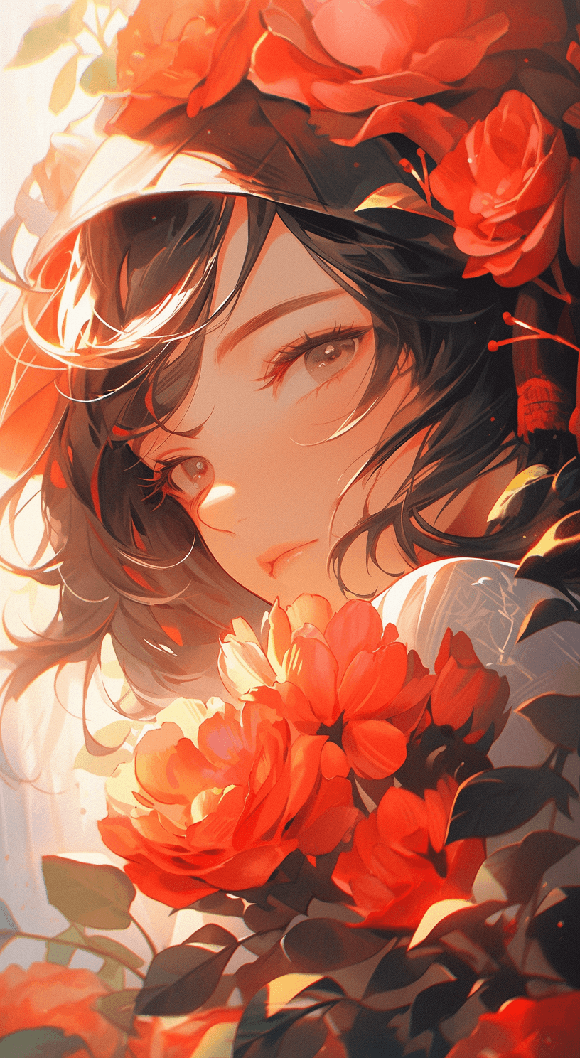 AI generated: a tshirt with a girl with flowers, in the style of speedpainting, elegant outlines, poster art, ligh...