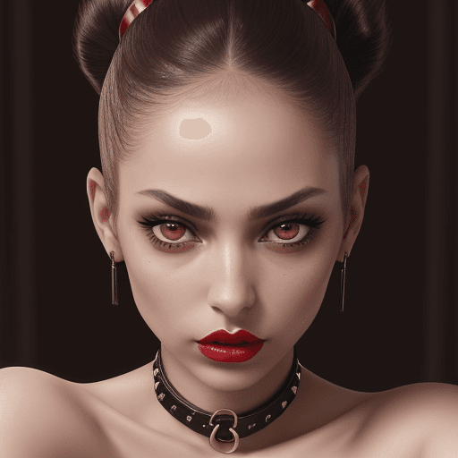 AI generated: latina girl as slave girl close up nude portrait photo of submissive ,wearing bdsm collar collar wit...