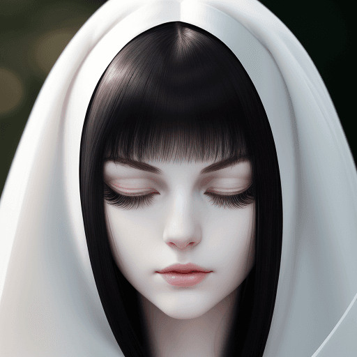AI generated: close-up high resolution portrait. young pale white woman with a slender face. long thin black hair ...