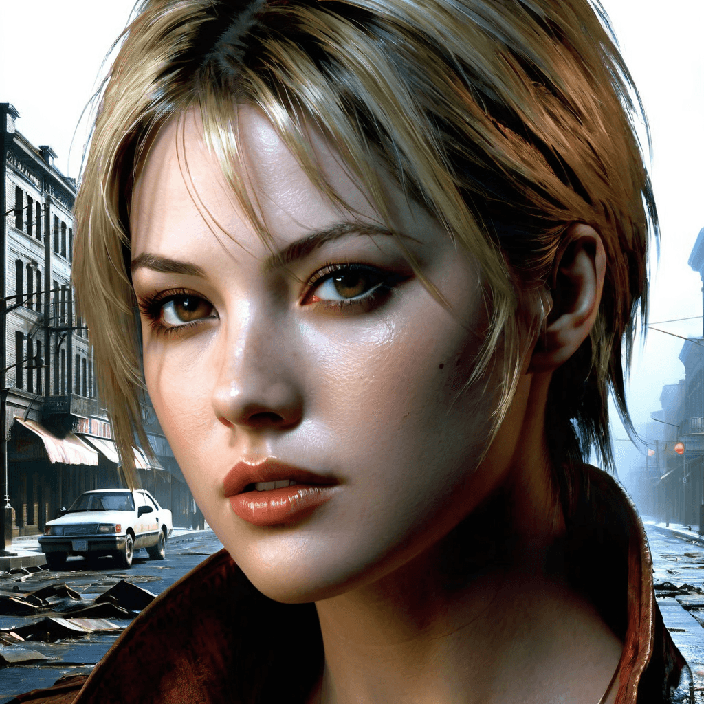 AI generated: A portrait of a silent hill attractive retro style female, high detailed portrait, The dilapidated c...
