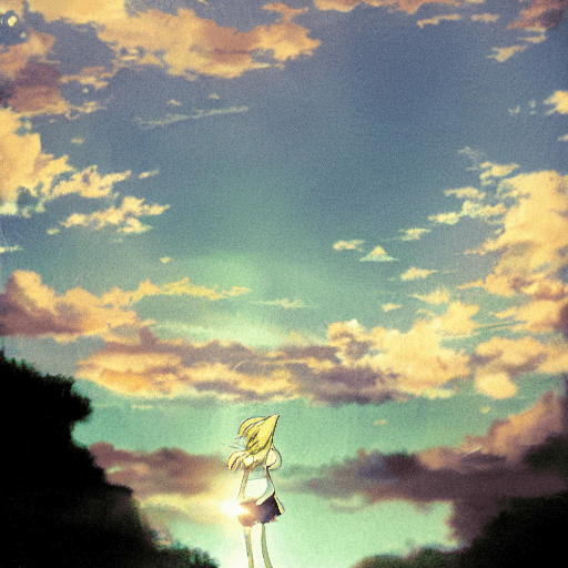AI generated:  girl in light clothing, style artist oyari ashito, against the sky, sunny day, portrait, serenity, ...
